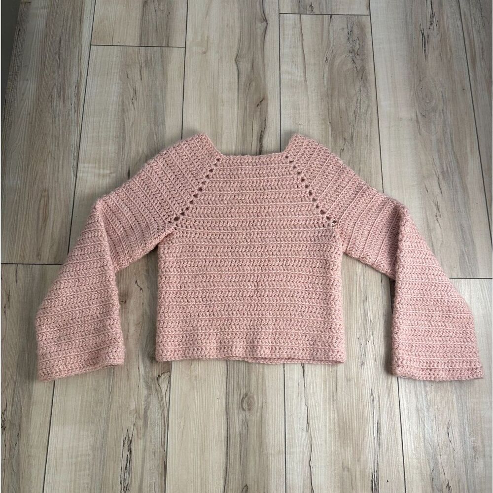 Pastel Pink Handmade Crochet Sweater-XS/S